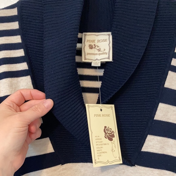 Navy and Tan Sweater Dress - Picture 6 of 9